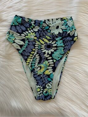 Aerie Floral Bikini High Waisted High Cut Cheeky Bottoms Size Small
